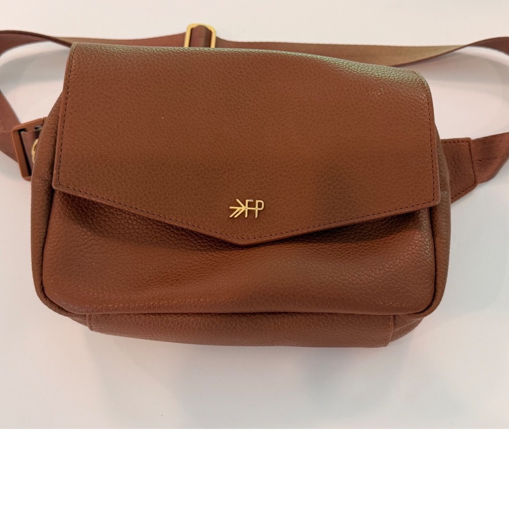 Freshly Picked Classic Belt Bag Brown Pebbled Vegan Leather Waist Pack Gold Logo